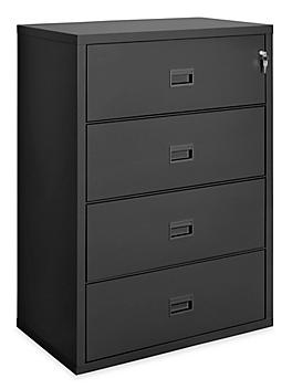 Lateral Fire-Resistant File Cabinet - 4 Drawer, 38 x 22 x 53", Black H-7802BL