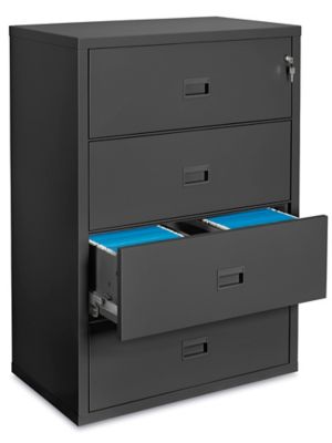 Fire-rated, Locked Lateral Metal File Cabinet