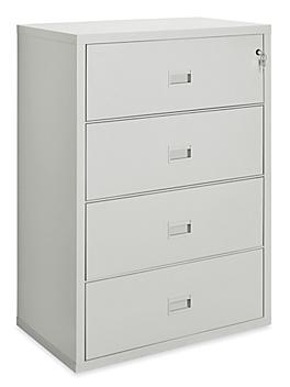Lateral Fire-Resistant File Cabinet - 4 Drawer, 38 x 22 x 53", Light Gray H-7802GR