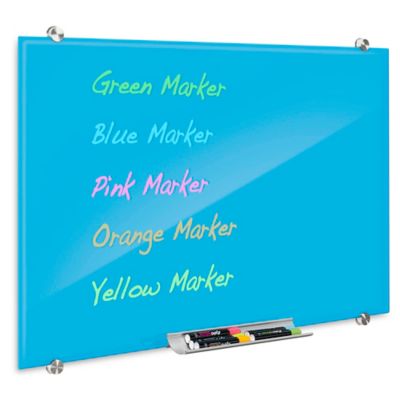 Magnetic Glass Dry Erase Board - Blue, 4 x 3' H-7806BLU - ULINE