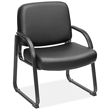 Big and Tall Sled Base Chair with Arms - Vinyl, Black H-7820