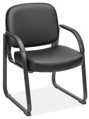 Vinyl Sled Base Chair with Arms - Black H-7822 - Uline