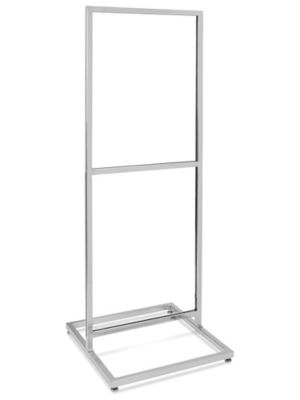 Floor Standing Sign Holder - Double Tier, 22 x 28", Chrome H-7869C