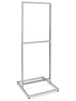 Floor Standing Sign Holder - Double Tier, 22 x 28", Chrome H-7869C