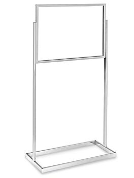 Floor Standing Sign Holder - Single Tier, 28 x 22", Chrome H-7871C