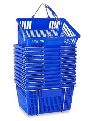 Hand-Held Shopping Baskets with Rack - Blue H-7875BLU - ULINE