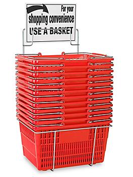 Hand-Held Shopping Baskets with Rack - Red H-7875R