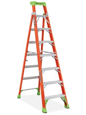 Cross Step Fiberglass Step Ladder - 8' H-7911 - Uline