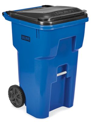 Uline Trash Can with Wheels - 65 Gallon, Blue