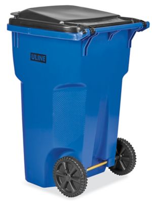 Uline Lockable Trash Can with Wheels - 65 Gallon, Dark Gray H-8092