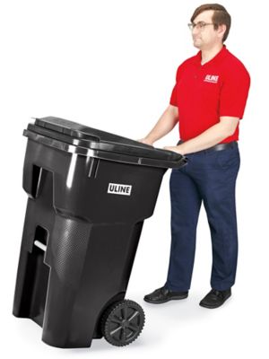 Rubbermaid® Trash Can with Wheels - 65 Gallon H-1578 - Uline