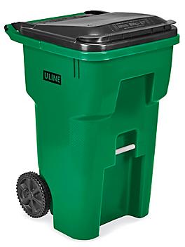 Uline Trash Can with Wheels - 65 Gallon, Green H-7937G