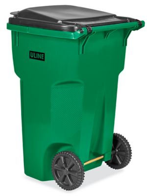 Uline Trash Can with Wheels - 65 Gallon, Green H-7937G - Uline, image size:1500x2000