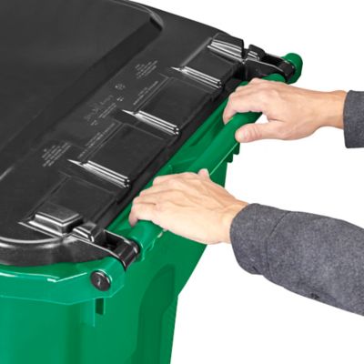 Uline Trash Can with Wheels - 65 Gallon, Green H-7937G - Uline