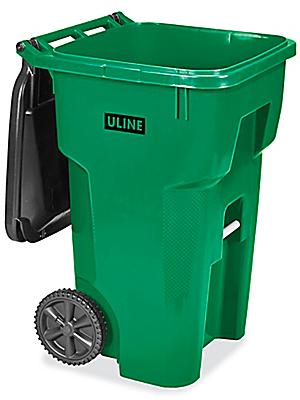 Uline Trash Can with Wheels - 65 Gallon, Green