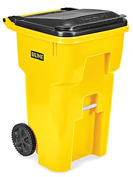 Uline Trash Can with Wheels - 65 Gallon, Yellow H-7937Y