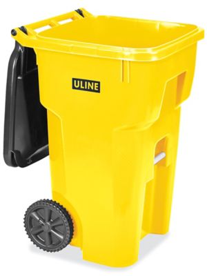 Uline Lockable Trash Can with Wheels - 65 Gallon, Dark Gray