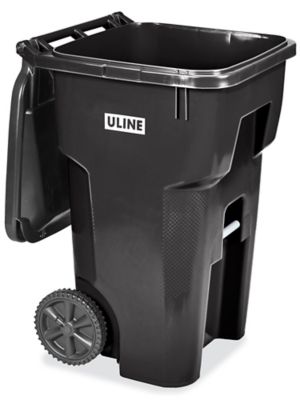 Uline Lockable Trash Can with Wheels - 65 Gallon, Dark Gray H-8092