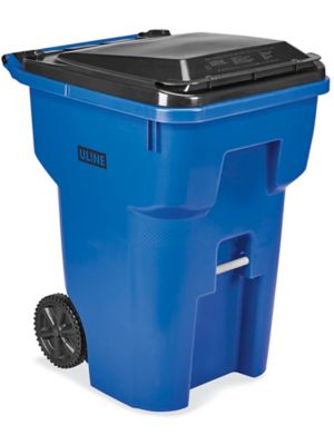 Uline Trash Can with Wheels - 95 Gallon, Blue