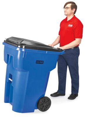 Vestil High Density Polyethylene 95 Gallon Trash Can, Blue