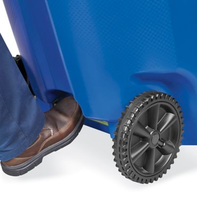 Uline Trash Can with Wheels - 95 Gallon, Blue