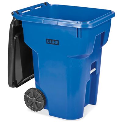 Uline Trash Can with Wheels - 95 Gallon, Blue
