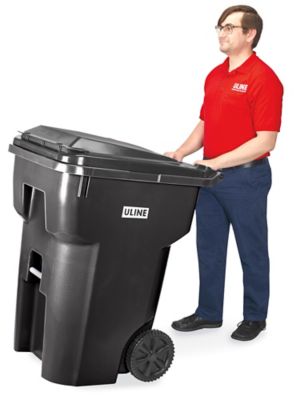 Global Industrial™ Mobile Trash Container, 95 Gallon, Black
