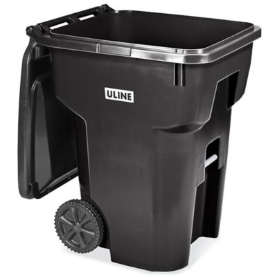 Uline Trash Can with Wheels - 95 Gallon, Black H-7938BL - Uline