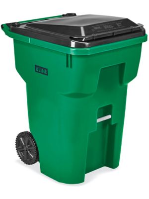 ULINE Trash Can with Wheels - 95 Gallon, Green - H-7938G