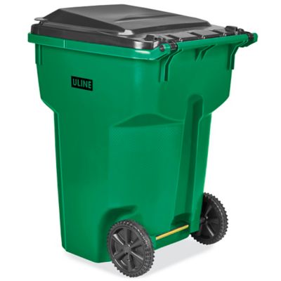 ULINE Trash Can with Wheels - 95 Gallon, Green - H-7938G