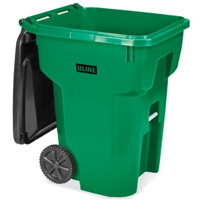 ULINE Trash Can with Wheels - 95 Gallon, Green - H-7938G