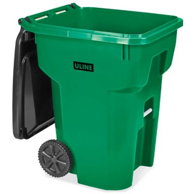 Uline Trash Can with Wheels - 95 Gallon, Green