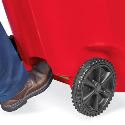 Uline Trash Can with Wheels - 95 Gallon, Red H-7938R - Uline