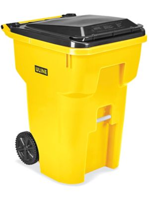 Uline Trash Can with Wheels - 95 Gallon, Yellow