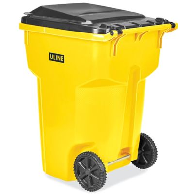 Uline Trash Can with Wheels - 95 Gallon, Yellow
