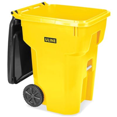Uline Trash Can with Wheels - 95 Gallon, Yellow