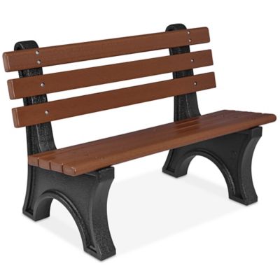 Recycled Plastic Bench with Back - 4', Brown H-7941BR