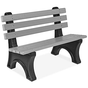 Recycled Plastic Bench with Back - 4', Gray H-7941GR