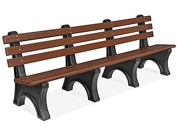 Recycled Plastic Bench with Back - 8', Brown H-7942BR