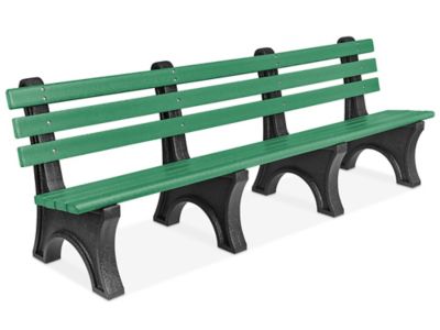 Recycled Plastic Bench with Back - 8', Green H-7942G