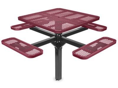 Inground Mount Picnic Table - 46" Square, Burgundy H-7951BU