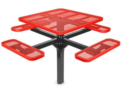 Inground Mount Picnic Table - 46" Square, Red H-7951R