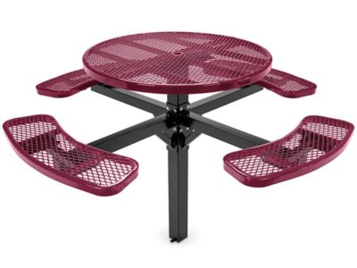 Inground Mount Picnic Table - 46" Round, Burgundy H-7952BU