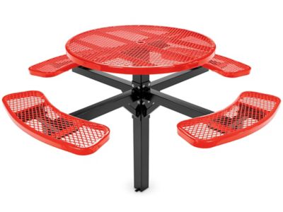 Inground Mount Picnic Table - 46" Round, Red H-7952R