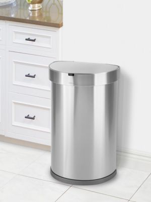 simplehuman Semi Round Sensor Stainless Steel Trash Can With Liner Pocket  12 Gallons 25 14 H x 15 716 W x 12 1316 D Brushed Stainless Steel - Office  Depot