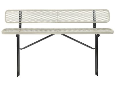 Inground Mount Bench with Back - 6', Beige H-7969BE