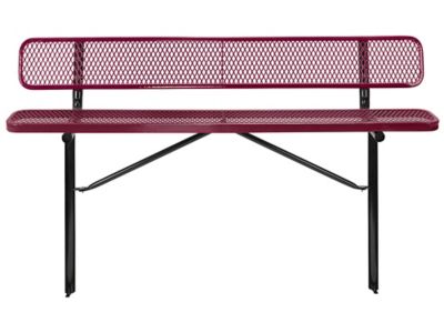 Inground Mount Bench with Back - 6', Burgundy H-7969BU