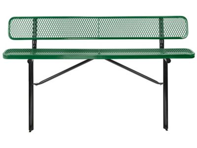 Inground Mount Bench with Back - 6', Green H-7969G