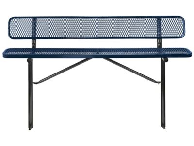 Inground Mount Bench with Back - 6', Navy H-7969NB