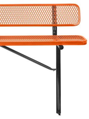 Inground Mount Bench with Back 6 Orange H 7969O Uline